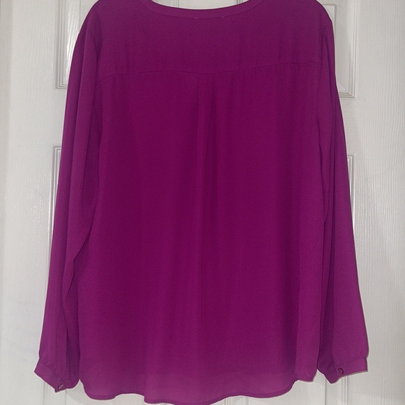 Adrianna Papell size large Fuscia long sleeve v-neck blouse - Picture 4 of 6